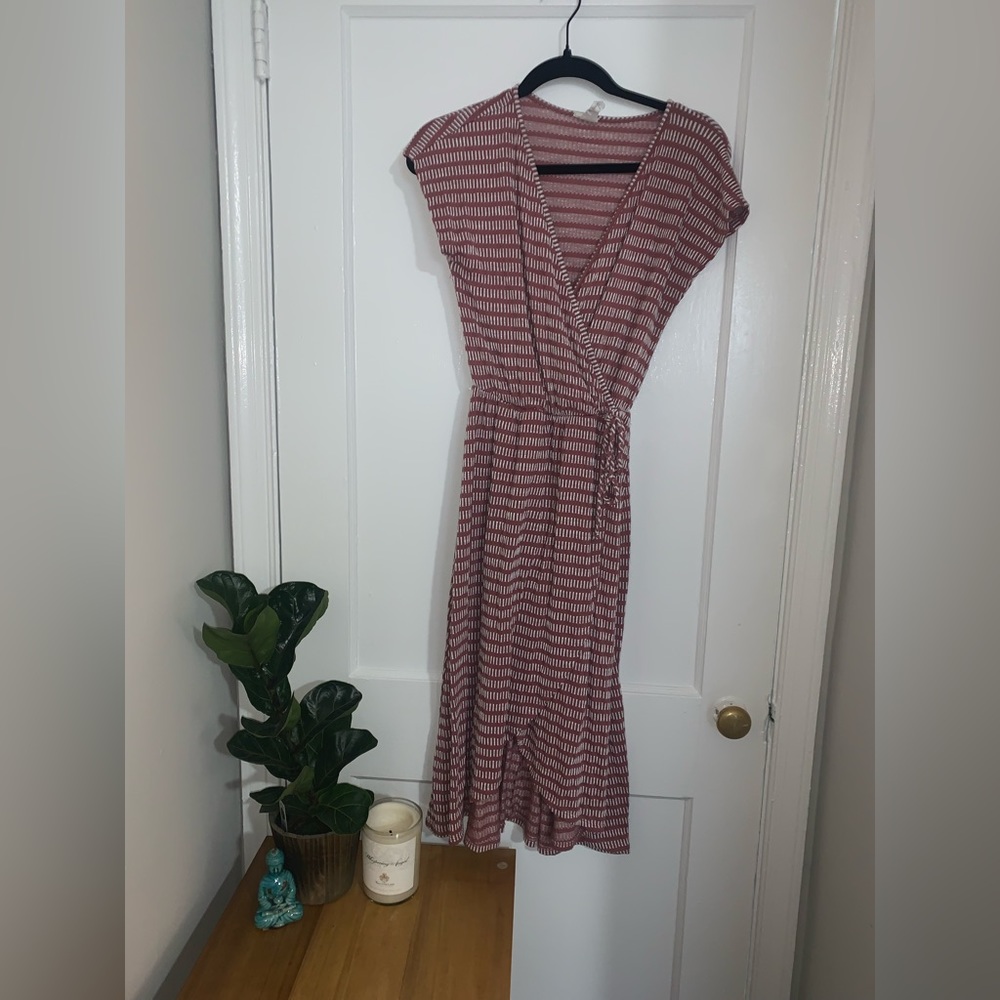 Midi Textured Wrap Dress